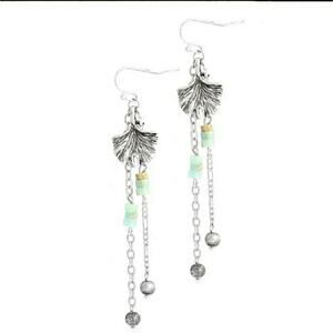 Silver amazonite & jasper rustic artisan made dangle earrings